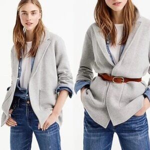 J. Crew 365 Sophie Open-Front Merino Wool Blend Knit Sweater Blazer Jacket Grey